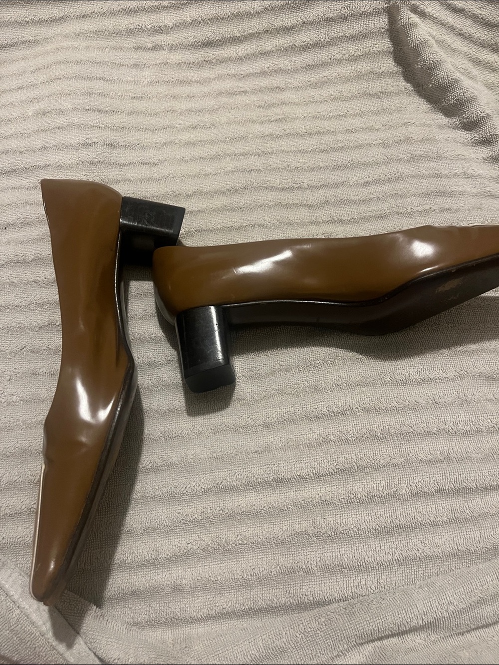 Rare Prada Brown Square-Toe Mid Heel Leather Pumps vero cuoio Size 7 90’s-y2k - Picture 3 of 16